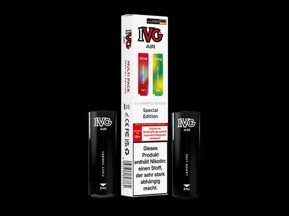 IVG AIR Pod Multi Flavour Edition (2 Stück pro Packung) - Blue Raspberry Edition (Packung: 1er Packung / Stärke: 20 mg/ml / Geschmack: Special...