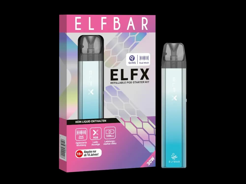 Elfbar - Elfx E-Zigaretten Set (Packung: 1er Packung / Farbe: silber-blau)