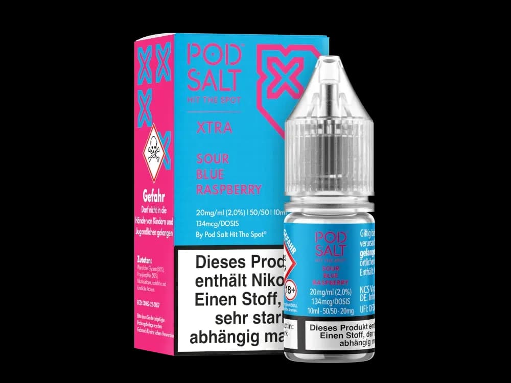 Pod Salt X - Nikotinsalz Liquid - Sour Blue Raspberry (Packung: 1er Packung / Stärke: 20 mg/ml / Geschmack: Sour Blue Raspberry) (995,00 EUR / liter)