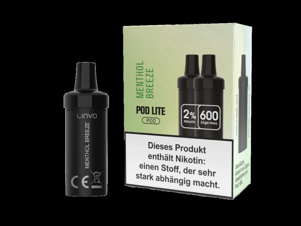 Linvo - Pod Lite Cartridge (2 Stück pro Packung) - Banana Ice Cream (Packung: 1er Packung / Stärke: 20 mg/ml / Geschmack: Menthol Breeze) (2487,50...