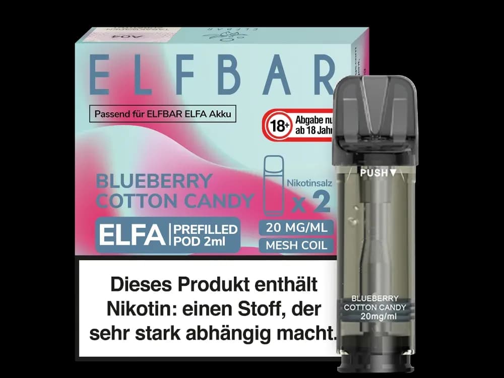 Elfbar Elfa Pod 20mg/ml (2 Stück) - Blue Razz Lemonade (Packung: 1er Packung / Stärke: 20 mg/ml / Geschmack: Blueberry Cotton Candy) (2987,50 EUR /...
