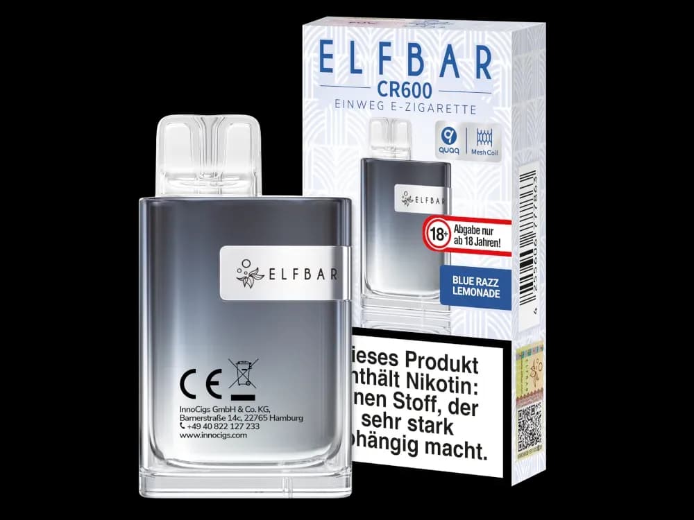 Elfbar - CR600 Einweg E-Zigarette - Alps Ice (Packung: 1er Packung / Geschmack: Blue Razz Lemonade) (4475,00 EUR / liter)