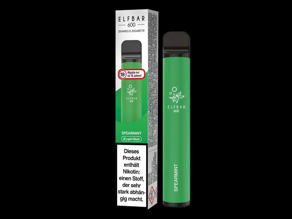 Elfbar 600 Einweg E-Zigarette - Apple Peach (Packung: 1er Packung / Stärke: 20 mg/ml / Geschmack: Spearmint) (4475,00 EUR / liter)