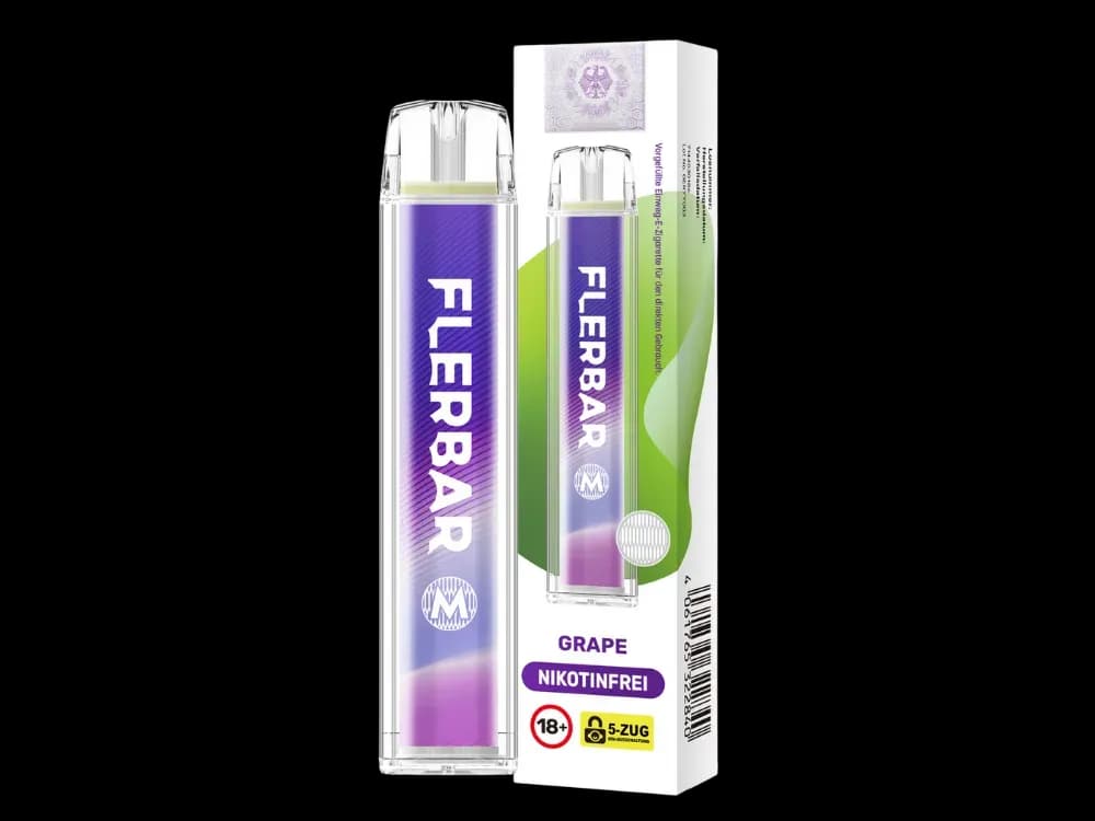 Flerbar - M Einweg E-Zigarette - Apple Ice (Packung: 1er Packung / Stärke: 0 mg/ml / Geschmack: Grape) (4475,00 EUR / liter)