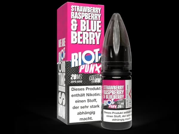 Riot Squad - PUNX - Hybrid Nikotinsalz Liquid - Strawberry, Raspberry & Blueberry (Packung: 1er Packung / Stärke: 5 mg/ml / Geschmack: Strawberry,...