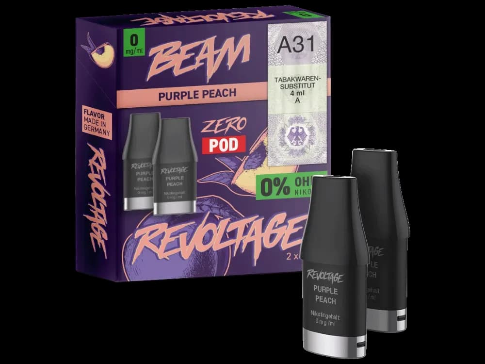 Revoltage - Beam Pod (2 Stück pro Packung) - Aqua Berries (Packung: 1er Packung / Stärke: 0 mg/ml / Geschmack: Purple Peach) (2237,50 EUR / liter)