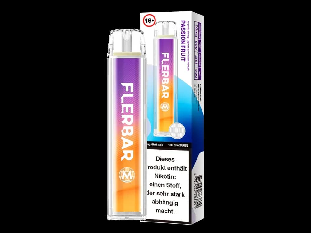 Flerbar - M Einweg E-Zigarette - Alberry (Packung: 1er Packung / Stärke: 20 mg/ml / Geschmack: Passion Fruit) (4475,00 EUR / liter)