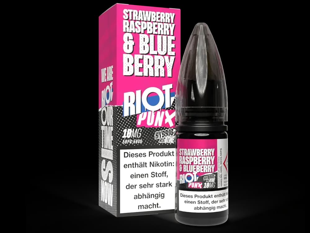 Riot Squad - PUNX - Hybrid Nikotinsalz Liquid - Strawberry, Raspberry & Blueberry (Packung: 1er Packung / Stärke: 10 mg/ml / Geschmack: Strawberry,...