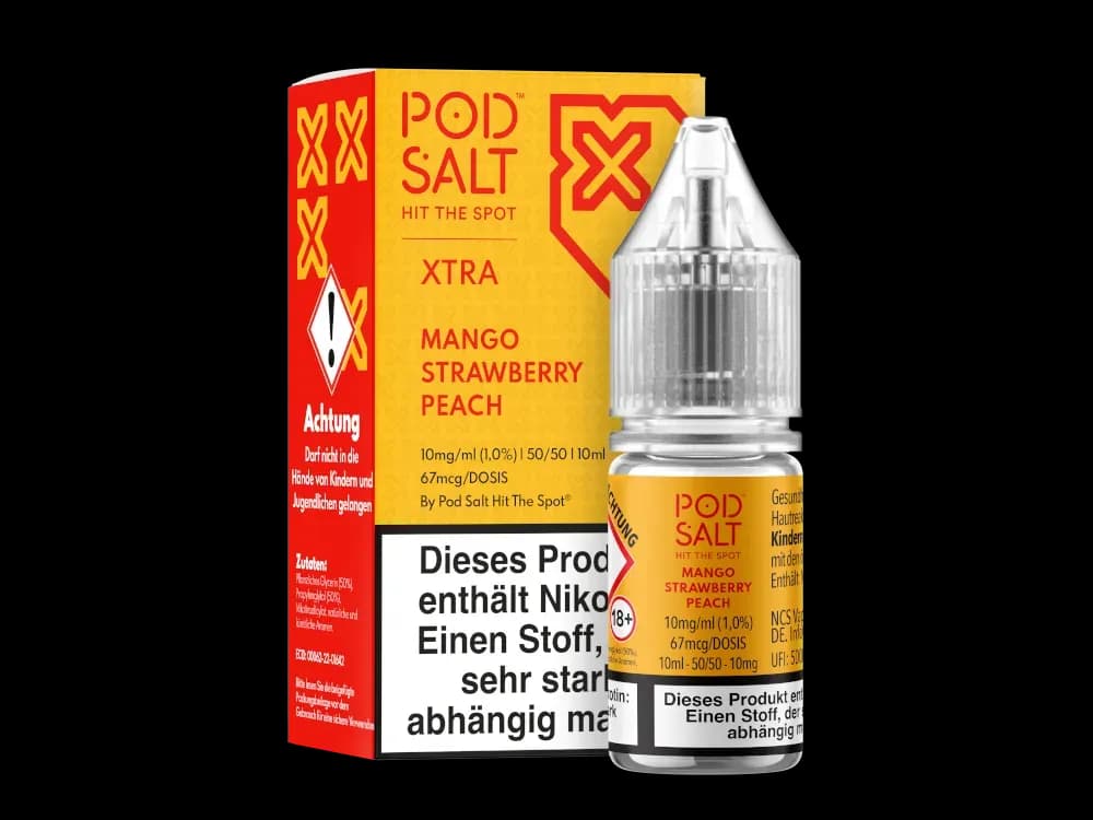 Pod Salt X - Nikotinsalz Liquid - Mango Strawberry Peach (Packung: 1er Packung / Stärke: 10 mg/ml / Geschmack: Mango Strawberry Peach) (995,00 EUR...
