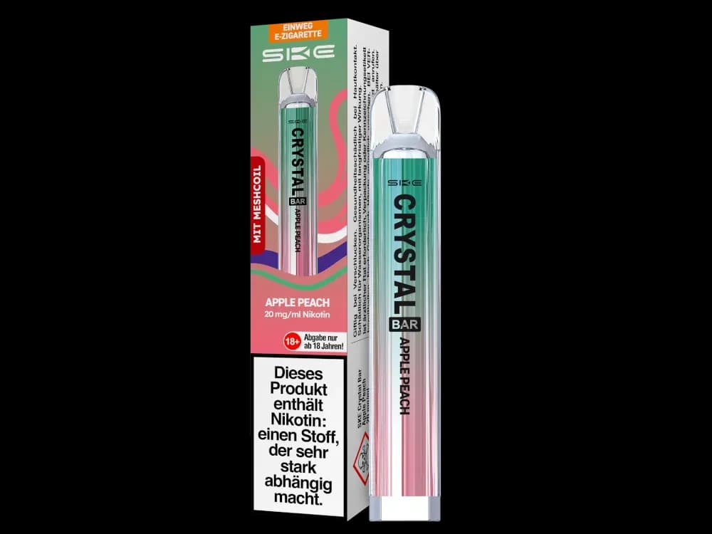 SKE - Crystal Bar Einweg E-Zigarette (Packung: 1er Packung / Stärke: 20 mg/ml / Geschmack: Apple Peach) (4475,00 EUR / liter)