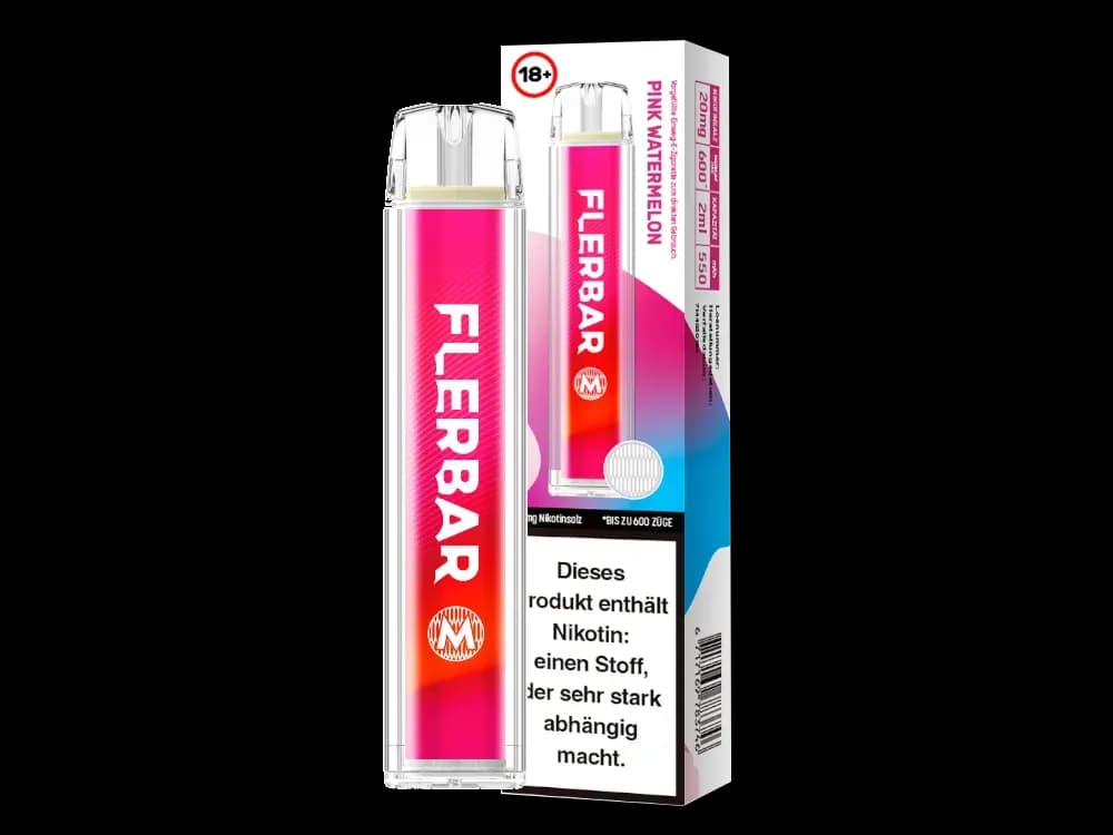 Flerbar - M Einweg E-Zigarette - Alberry (Packung: 1er Packung / Stärke: 20 mg/ml / Geschmack: Pink Watermelon) (4475,00 EUR / liter)
