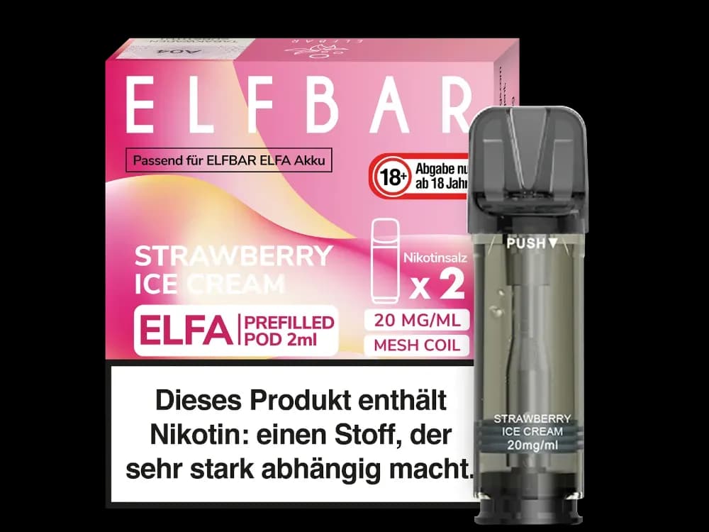 Elfbar Elfa Pod 20mg/ml (2 Stück) - Blue Razz Lemonade (Packung: 1er Packung / Stärke: 20 mg/ml / Geschmack: Strawberry Ice Cream) (2987,50 EUR /...