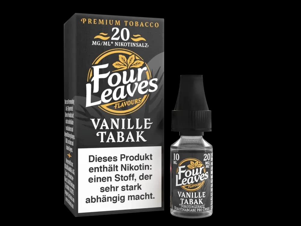 Four Leaves - Nikotinsalz Liquid - Vanille Tabak (Packung: 1er Packung / Stärke: 20 mg/ml / Geschmack: Vanille Tabak) (895,00 EUR / liter)