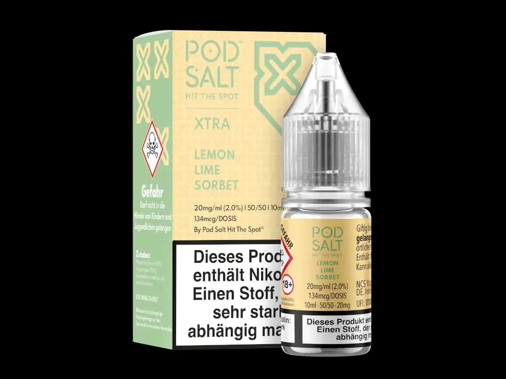 Pod Salt X - Nikotinsalz Liquid - Lemon Lime Sorbet (Packung: 1er Packung / Stärke: 20 mg/ml / Geschmack: Lemon Lime Sorbet) (995,00 EUR / liter)