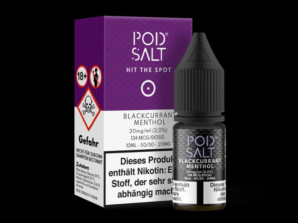 Pod Salt - Blackcurrant Menthol - Nikotinsalz Liquid (Packung: 1er Packung / Stärke: 20 mg/ml) (995,00 EUR / liter)