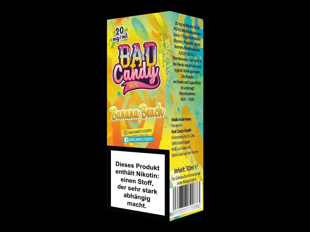 Bad Candy Liquids - Banana Beach - Nikotinsalz Liquid (Packung: 1er Packung / Stärke: 20 mg/ml) (895,00 EUR / liter)