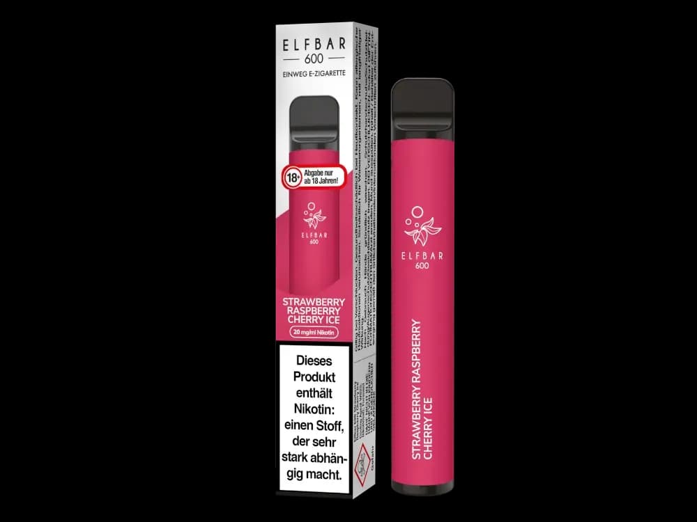 Elfbar 600 Einweg E-Zigarette - Apple Peach (Packung: 1er Packung / Stärke: 20 mg/ml / Geschmack: Strawberry Raspberry Cherry Ice) (4475,00 EUR /...
