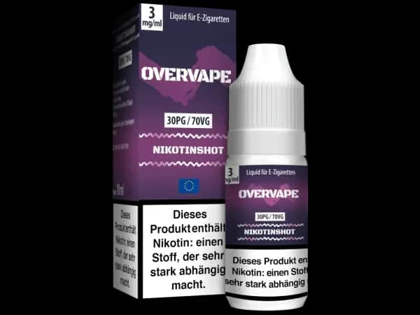 Overvape - 10ml Nikotin Shot 70 VG/30 PG (Model: 30PG / 70VG / Packung: 1er Packung / Stärke: 12 mg/ml) (695,00...