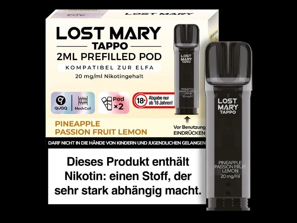 Lost Mary - Tappo Pod (2 Stück pro Packung) - Blue Razz Lemonade (Packung: 1er Packung / Stärke: 20 mg/ml / Geschmack: Pineapple Passion Fruit...