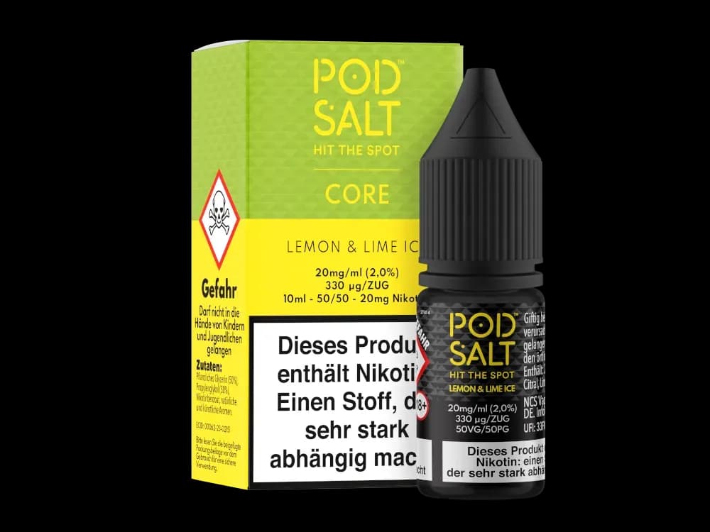 Pod Salt Core - Nikotinsalz Liquid - Lemon & Lime Ice (Packung: 1er Packung / Stärke: 20 mg/ml / Geschmack: Lemon & Lime Ice) (995,00 EUR / liter)