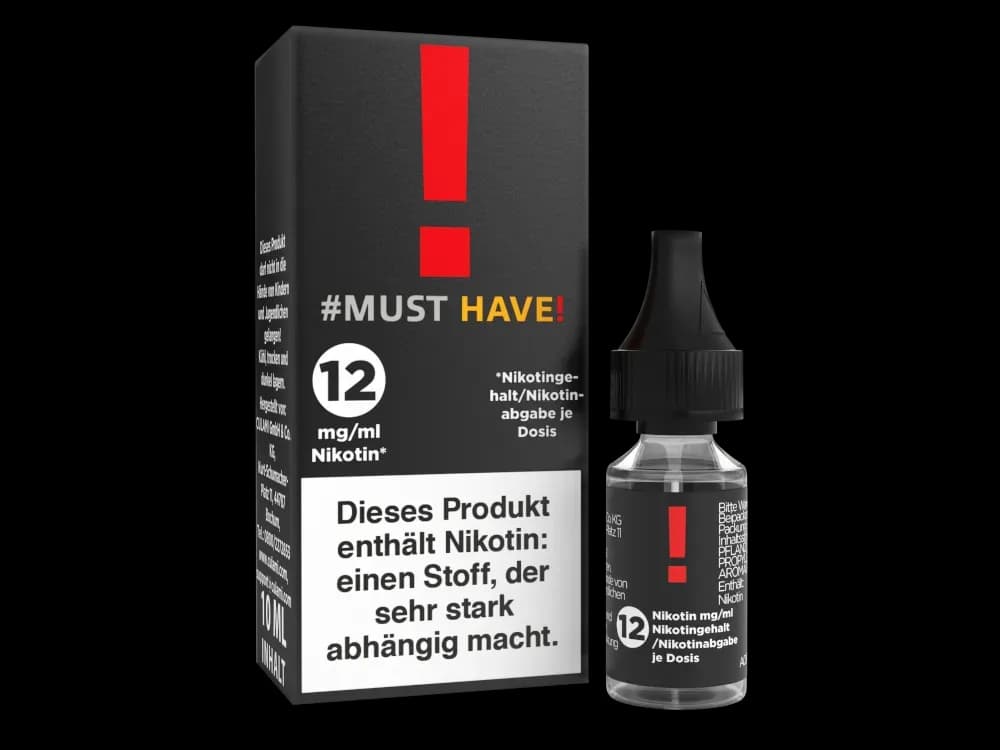 Must Have - Liquids - ! (Packung: 1er Packung / Stärke: 12 mg/ml / Geschmack: !) (795,00 EUR / liter)