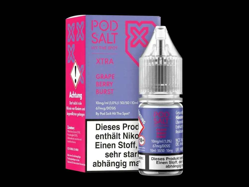 Pod Salt X - Nikotinsalz Liquid - Grape Berry Burst (Packung: 1er Packung / Stärke: 10 mg/ml / Geschmack: Grape Berry Burst) (995,00 EUR / liter)