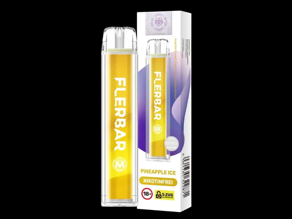 Flerbar - M Einweg E-Zigarette - Apple Ice (Packung: 1er Packung / Stärke: 0 mg/ml / Geschmack: Pineapple Ice) (4475,00 EUR / liter)