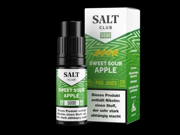 Salt Club - 5000 - Nikotinsalz Liquid 20 mg/ml - Sweet Sour Apple (Packung: 1er Packung / Stärke: 20 mg/ml / Geschmack: Sweet Sour Apple) (795,00...