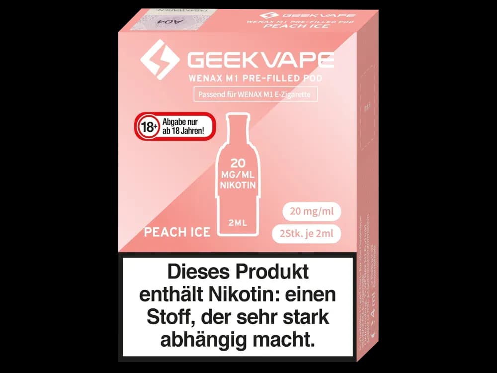 GeekVape - Wenax M1 Pod (2 Stück pro Packung) (Packung: 1er Packung / Stärke: 20 mg/ml / Geschmack: Peach Ice) (2487,50 EUR / liter)