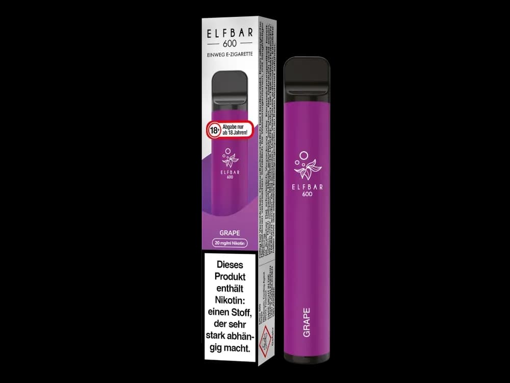 Elfbar 600 Einweg E-Zigarette - Apple Peach (Packung: 1er Packung / Stärke: 20 mg/ml / Geschmack: Grape) (4475,00 EUR / liter)