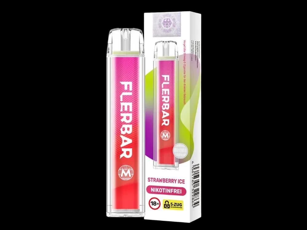 Flerbar - M Einweg E-Zigarette - Apple Ice (Packung: 1er Packung / Stärke: 0 mg/ml / Geschmack: Strawberry Ice) (4475,00 EUR / liter)