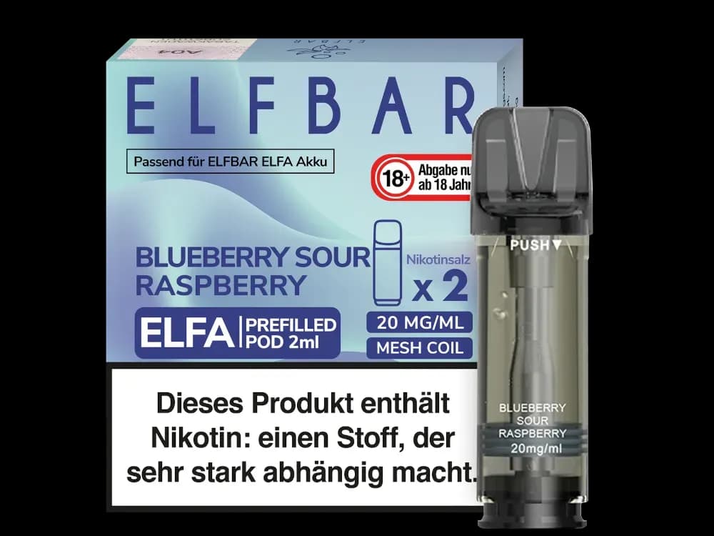 Elfbar Elfa Pod 20mg/ml (2 Stück) - Blue Razz Lemonade (Packung: 1er Packung / Stärke: 20 mg/ml / Geschmack: Blueberry Sour Raspberry) (2987,50 EUR...