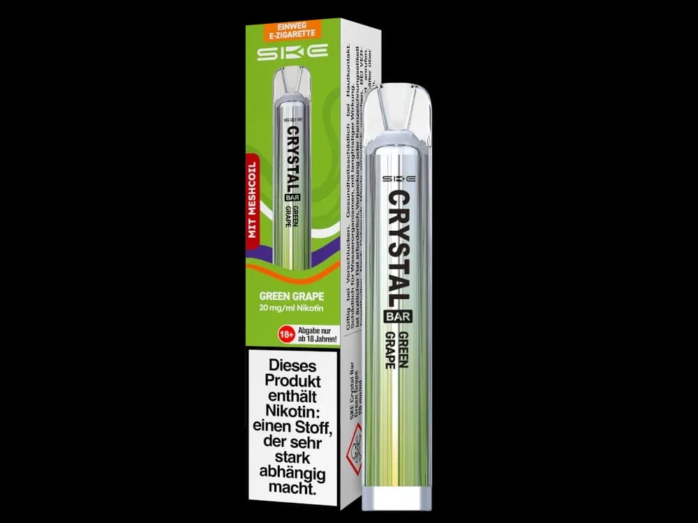 SKE - Crystal Bar Einweg E-Zigarette (Packung: 1er Packung / Stärke: 20 mg/ml / Geschmack: Green Grape) (4475,00 EUR / liter)