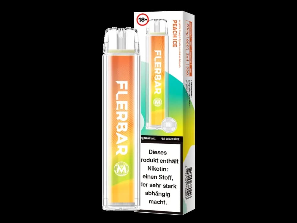 Flerbar - M Einweg E-Zigarette - Alberry (Packung: 1er Packung / Stärke: 20 mg/ml / Geschmack: Peach Ice) (4475,00 EUR / liter)