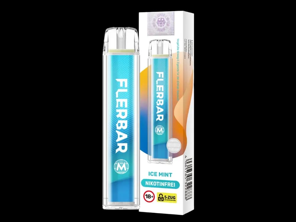 Flerbar - M Einweg E-Zigarette - Apple Ice (Packung: 1er Packung / Stärke: 0 mg/ml / Geschmack: Ice Mint) (4475,00 EUR / liter)