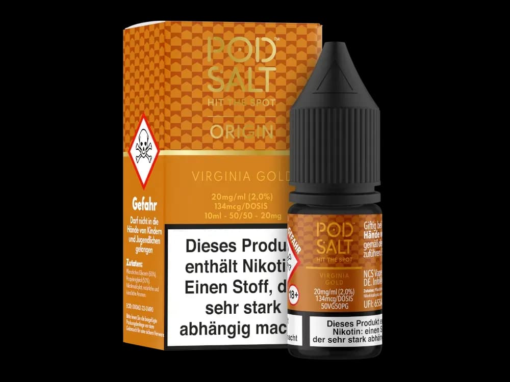 Pod Salt Origin - Virginia Gold - Nikotinsalz Liquid (Packung: 1er Packung / Stärke: 20 mg/ml) (995,00 EUR / liter)