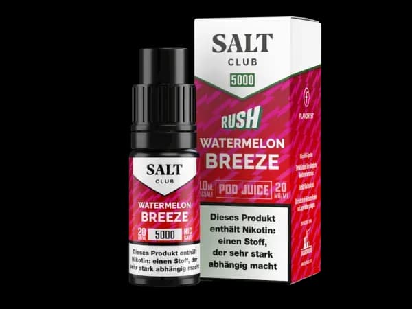 Salt Club - 5000 - Nikotinsalz Liquid 20 mg/ml - Watermelon Breeze (Packung: 1er Packung / Stärke: 20 mg/ml / Geschmack: Watermelon Breeze) (795,00...