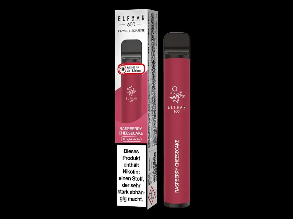 Elfbar 600 Einweg E-Zigarette - Apple Peach (Packung: 1er Packung / Stärke: 20 mg/ml / Geschmack: Raspberry Cheesecake) (4475,00 EUR / liter)