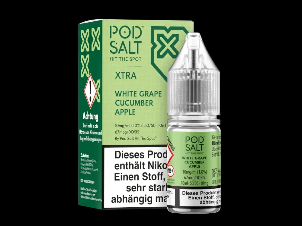 Pod Salt X - Nikotinsalz Liquid - White Grape Cucumber Apple (Packung: 1er Packung / Stärke: 10 mg/ml / Geschmack: White Grape Cucumber Apple)...