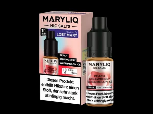MARYLIQ - Nikotinsalz Liquid - Peach Strawberry Watermelon Ice (Packung: 1er Packung / Stärke: 10 mg/ml / Geschmack: Peach Strawberry Watermelon...