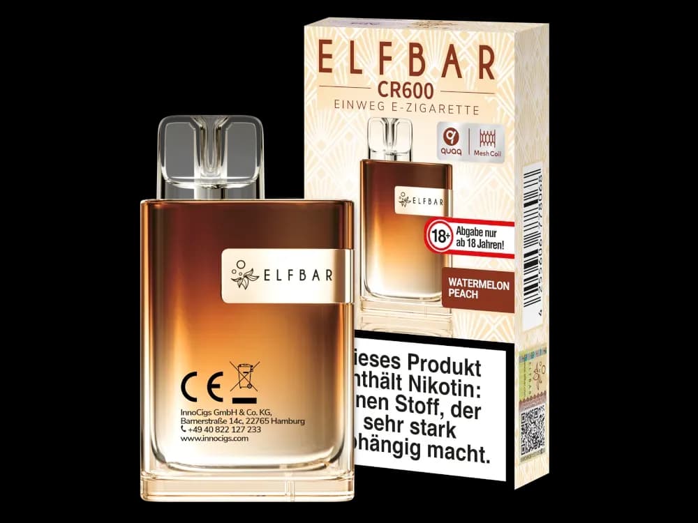 Elfbar - CR600 Einweg E-Zigarette - Alps Ice (Packung: 1er Packung / Geschmack: Watermelon Peach) (4475,00 EUR / liter)