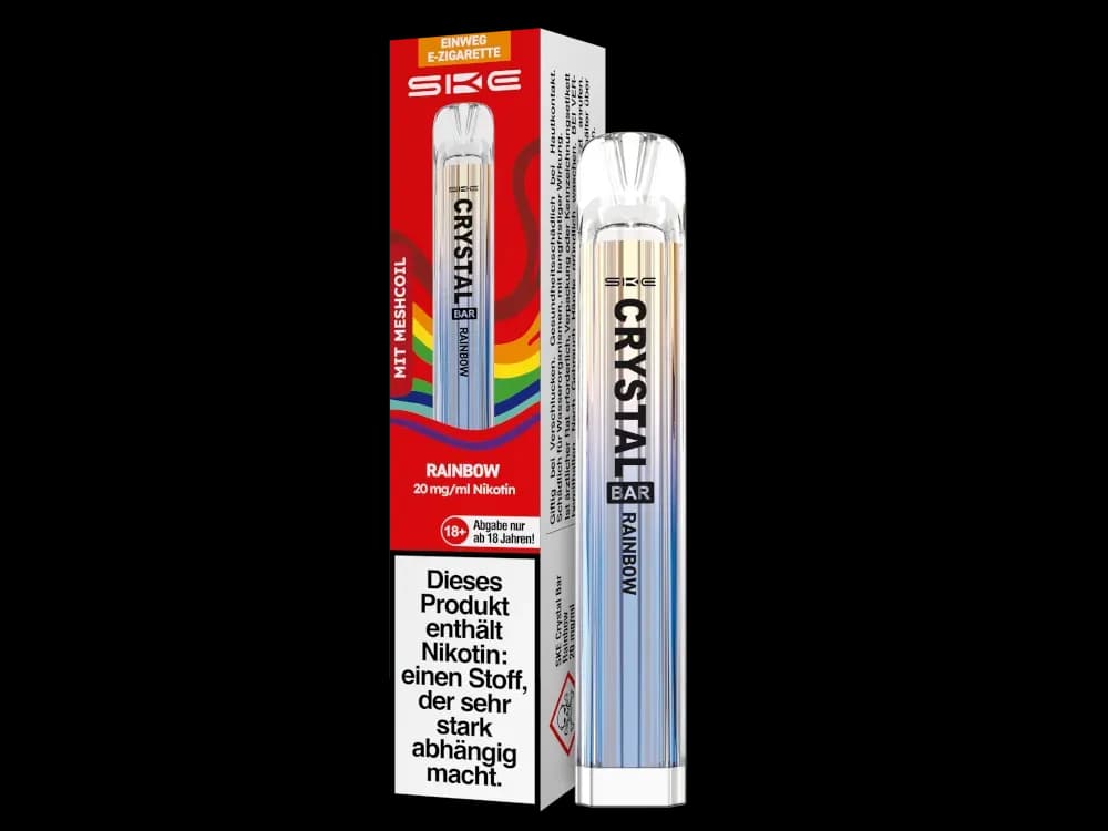 SKE - Crystal Bar Einweg E-Zigarette (Packung: 1er Packung / Stärke: 20 mg/ml / Geschmack: Rainbow) (4475,00 EUR / liter)