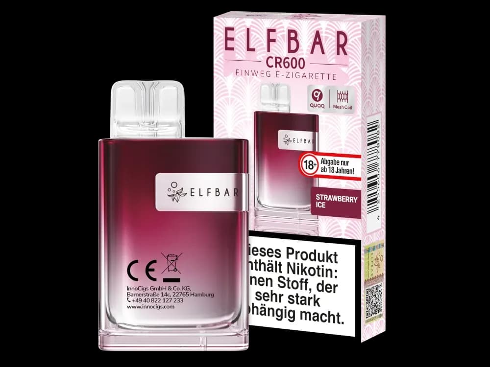 Elfbar - CR600 Einweg E-Zigarette - Alps Ice (Packung: 1er Packung / Geschmack: Strawberry Ice) (4475,00 EUR / liter)