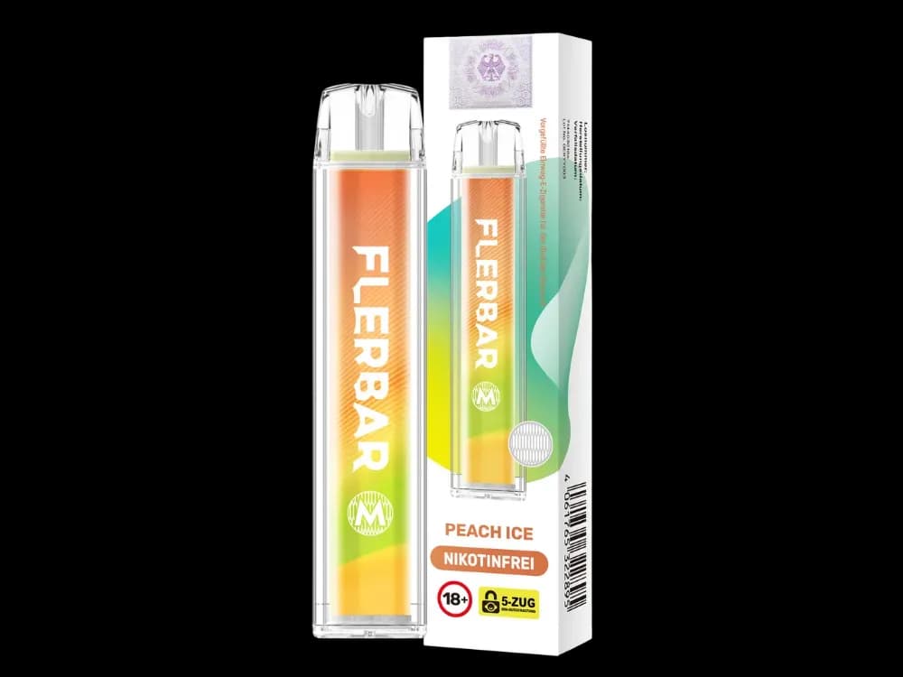 Flerbar - M Einweg E-Zigarette - Apple Ice (Packung: 1er Packung / Stärke: 0 mg/ml / Geschmack: Peach Ice) (4475,00 EUR / liter)