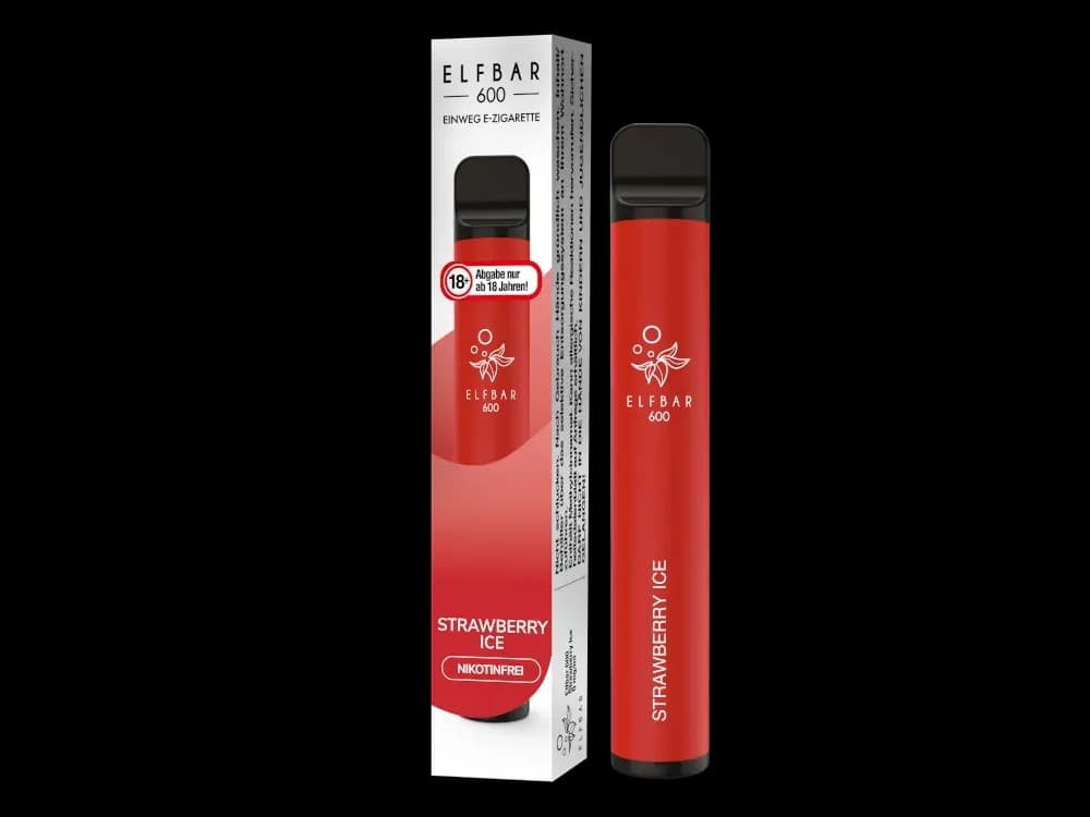 Elfbar 600 Einweg E-Zigarette - Blueberry (Packung: 1er Packung / Stärke: 0 mg/ml / Geschmack: Strawberry Ice) (4475,00 EUR / liter)
