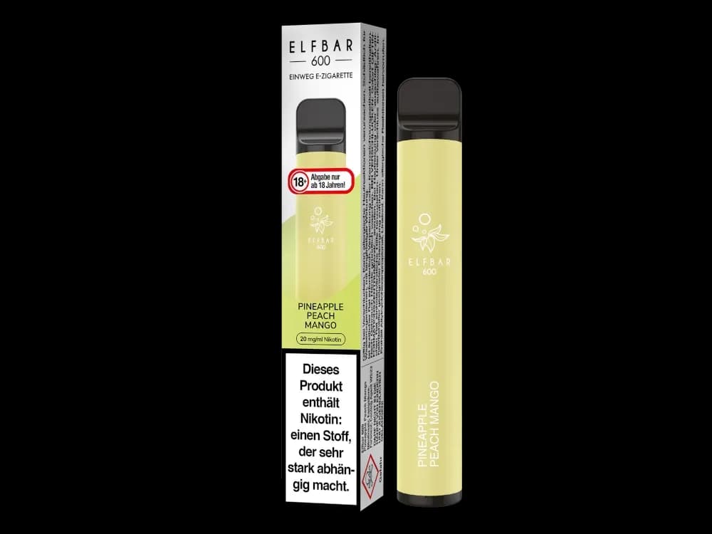 Elfbar 600 Einweg E-Zigarette - Apple Peach (Packung: 1er Packung / Stärke: 20 mg/ml / Geschmack: Pineapple Peach Mango) (4475,00 EUR / liter)