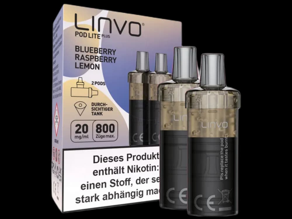 Linvo - Pod Lite Plus Cartridge 20 mg/ml (2 Stück pro Packung) - Blueberry Pomegranate Lemonade (Packung: 1er Packung / Stärke: 20 mg/ml /...