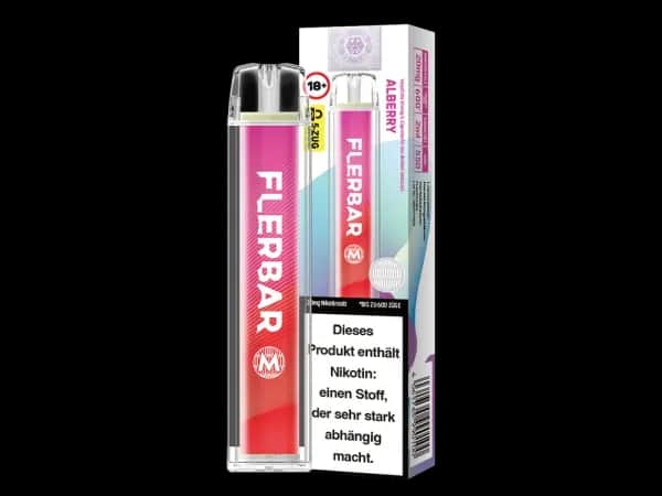 Flerbar - M Einweg E-Zigarette - Alberry (Packung: 1er Packung / Stärke: 20 mg/ml / Geschmack: Strawberry Ice) (4475,00 EUR / liter)
