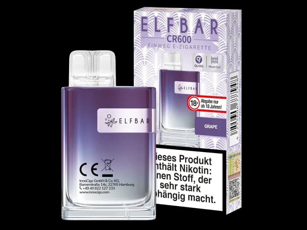 Elfbar - CR600 Einweg E-Zigarette - Alps Ice (Packung: 1er Packung / Geschmack: Grape) (4475,00 EUR / liter)