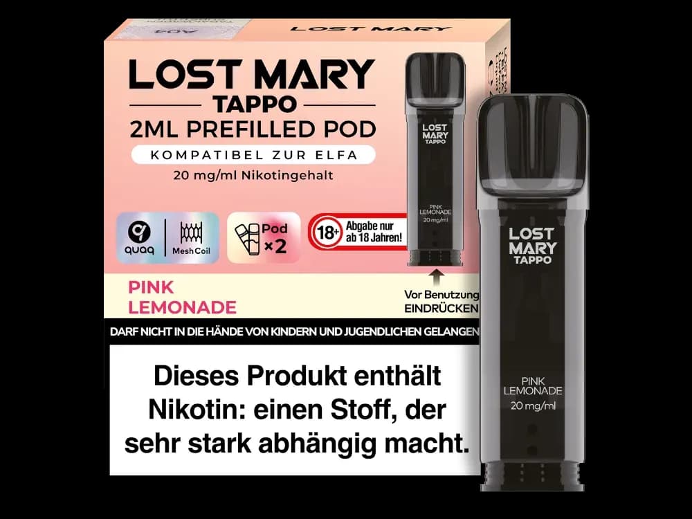 Lost Mary - Tappo Pod (2 Stück pro Packung) - Blue Razz Lemonade (Packung: 1er Packung / Stärke: 20 mg/ml / Geschmack: Pink Lemonade) (2987,50 EUR...